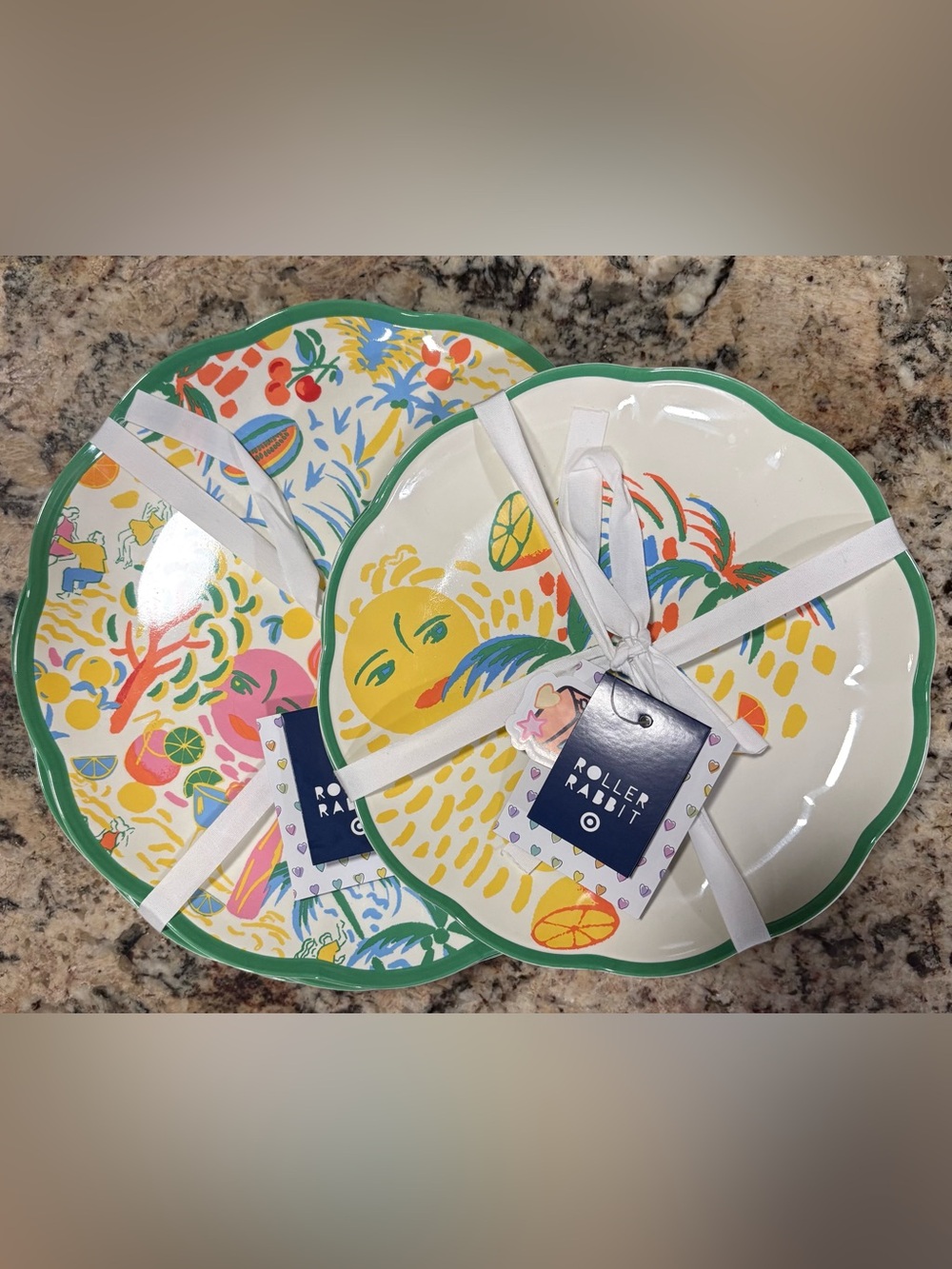 Roller Rabbit Summer Design 4 Dinner & 4 Salad Plates
